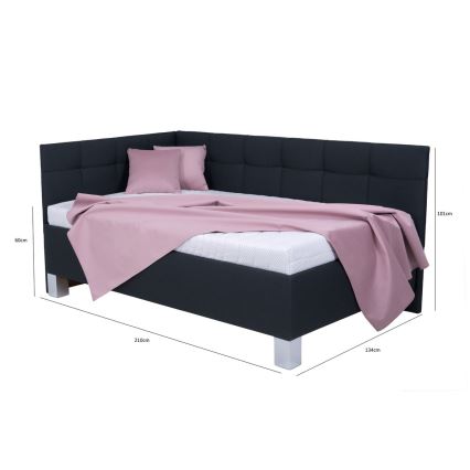 Letto imbottito con spazio di archiviazione senza materasso MARIA PETITE 120x200 cm antracite.