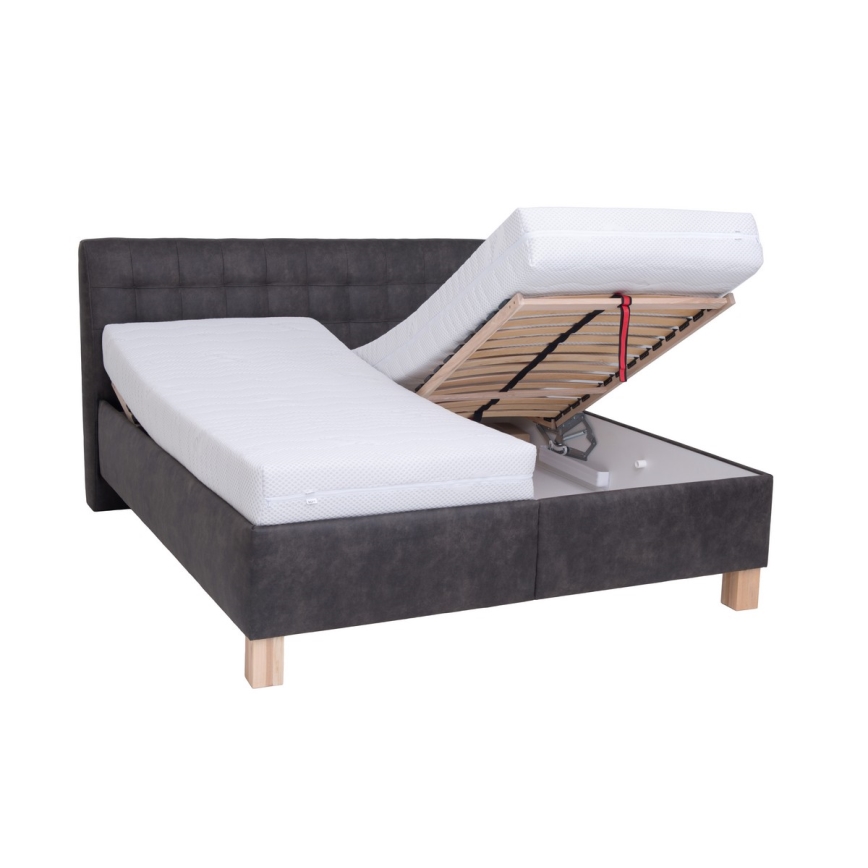 Letto imbottito con spazio di stivaggio senza materasso VIOLET 180x200 cm grigio scuro