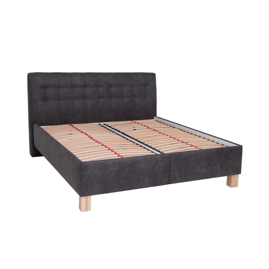Letto imbottito con spazio di stivaggio senza materasso VIOLET 180x200 cm grigio scuro