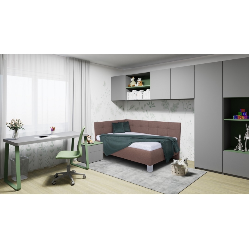 Letto imbottito con spazio di stoccaggio senza materasso MARIA PETITE 120x200 cm marrone