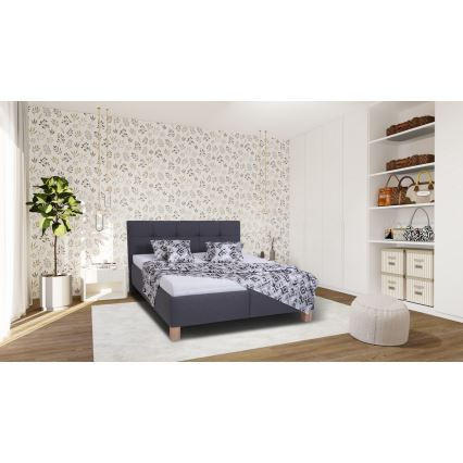 Letto imbottito con spazio per riporre senza materasso MARIA 180x200 cm grigio