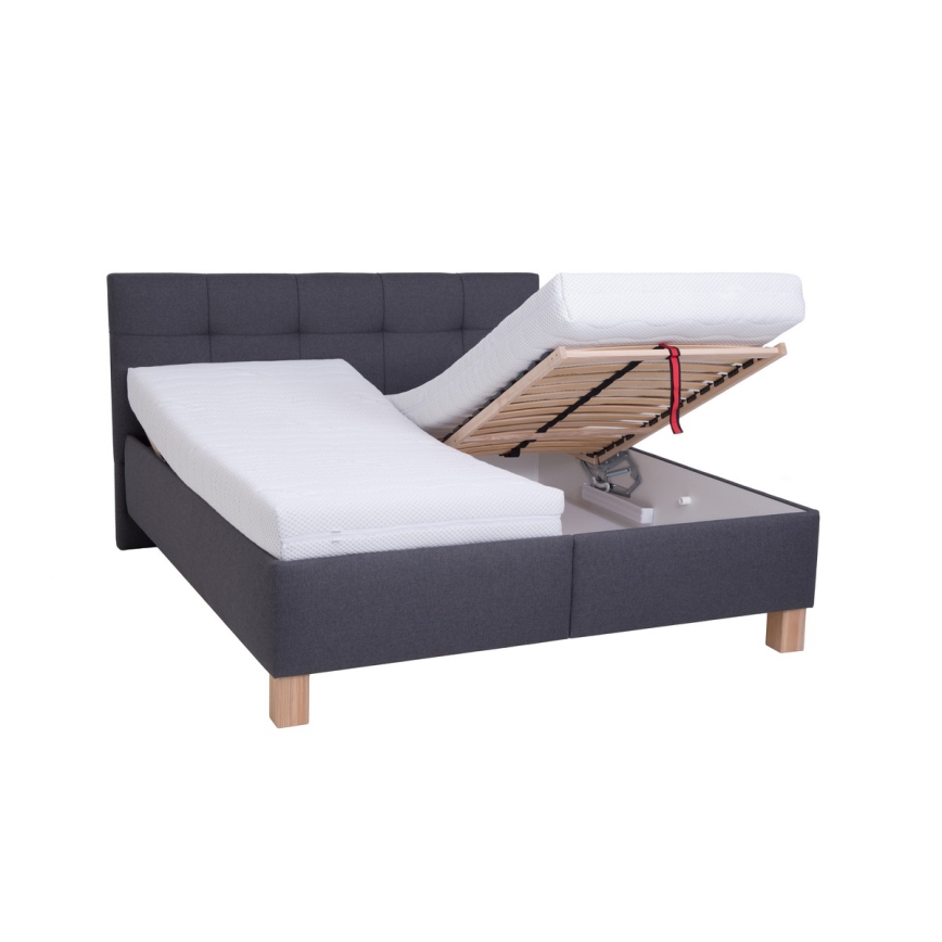 Letto imbottito con spazio per riporre senza materasso MARIA 180x200 cm grigio