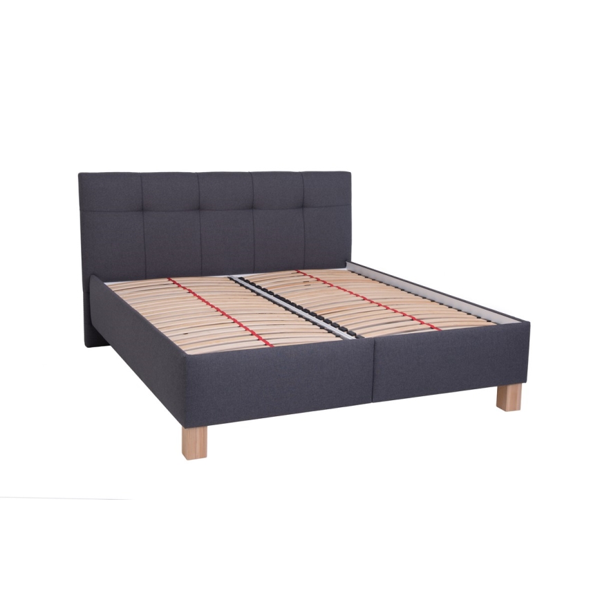 Letto imbottito con spazio per riporre senza materasso MARIA 180x200 cm grigio