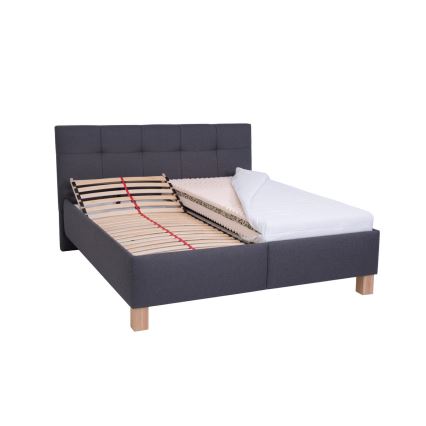 Letto imbottito con spazio per riporre senza materasso MARIA 180x200 cm grigio
