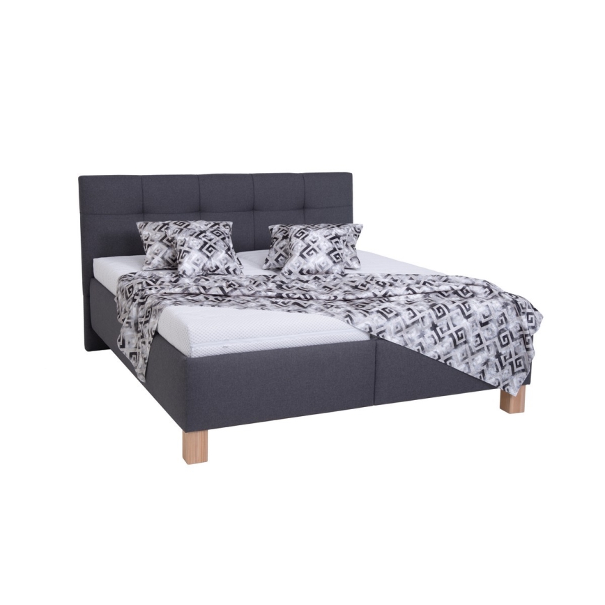 Letto imbottito con spazio per riporre senza materasso MARIA 180x200 cm grigio