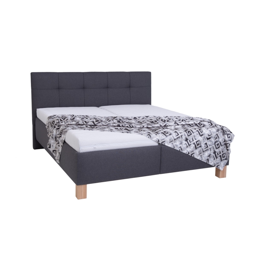 Letto imbottito con spazio per riporre senza materasso MARIA 180x200 cm grigio