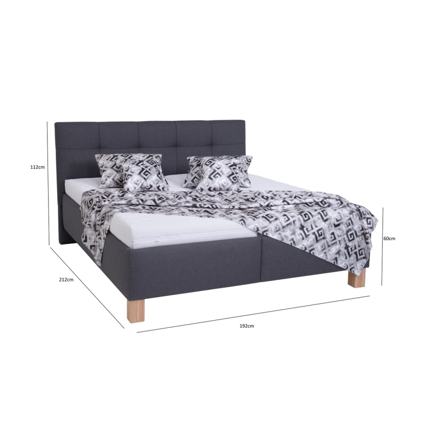 Letto imbottito con spazio per riporre senza materasso MARIA 180x200 cm grigio