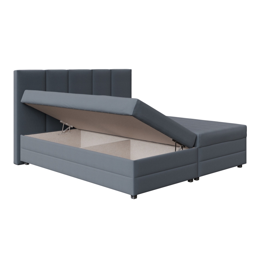 Letto imbottito con materasso a molle e contenitore ISABEL 160x200 grigio