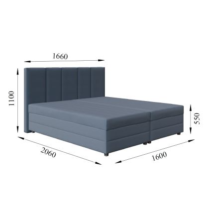Letto imbottito con materasso a molle e contenitore ISABEL 160x200 grigio