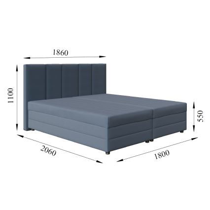 Letto imbottito con materasso a molle e contenitore ISABEL 180x200 grigio