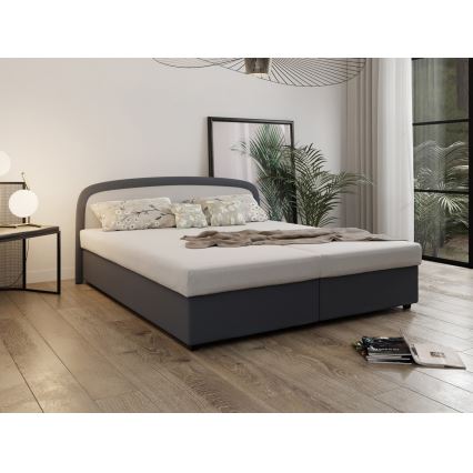 Letto imbottito con materasso a molle e contenitore MALIA 160x200 grigio