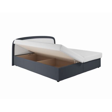 Letto imbottito con materasso a molle e contenitore MALIA 160x200 grigio