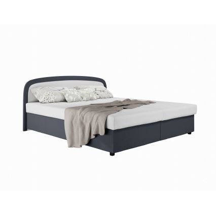 Letto imbottito con materasso a molle e contenitore MALIA 160x200 grigio