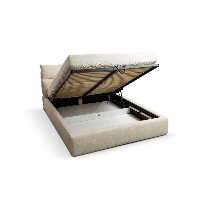Letto imbottito senza materasso BASIL 160x200 cm beige