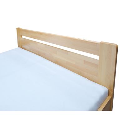 Letto matrimoniale con rete e spazio di stoccaggio in legno massello AMARA 180x200 cm faggio