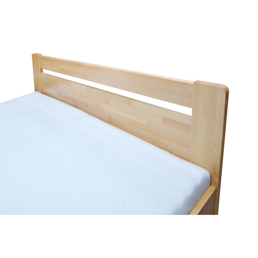 Letto matrimoniale con rete e spazio di stoccaggio in legno massello AMARA 180x200 cm faggio