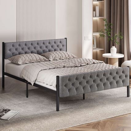 Letto matrimoniale in metallo KAROM 120x200 cm, grigio, portata massima 120 kg