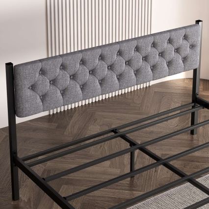Letto matrimoniale in metallo KAROM 120x200 cm, grigio, portata massima 120 kg
