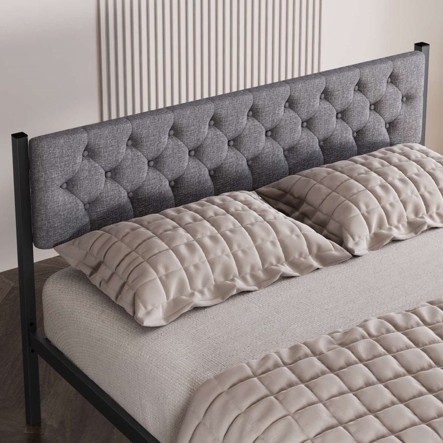 Letto matrimoniale in metallo KAROM 140x200 cm, grigio, portata 200 kg