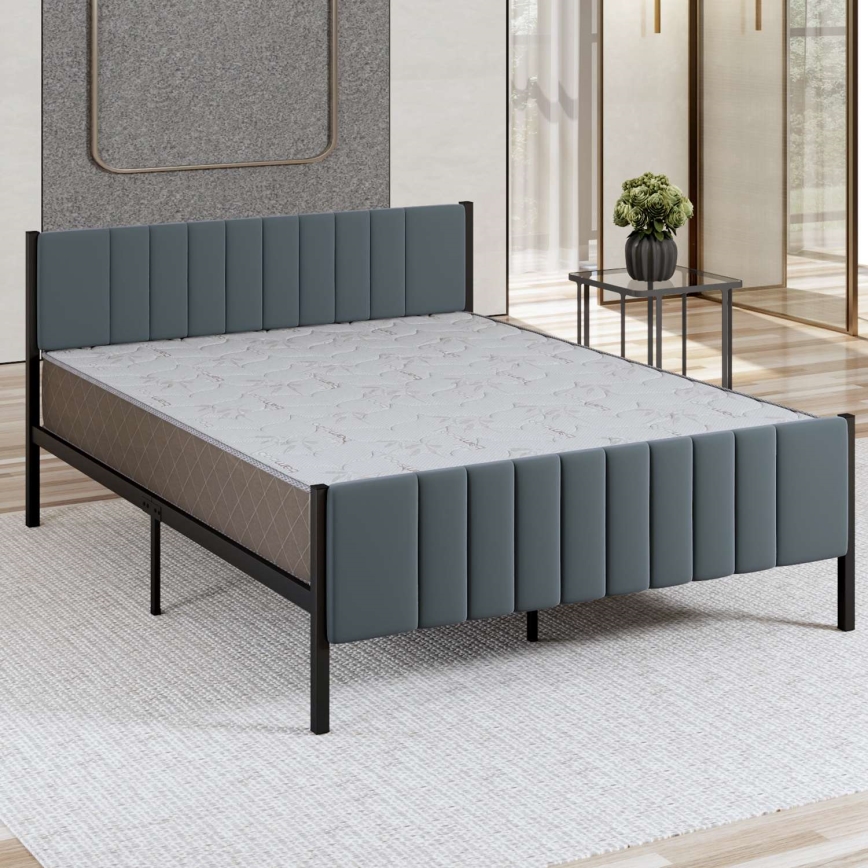 Letto matrimoniale in metallo LUNOR 160x200 cm, antracite, portata massima 200 kg
