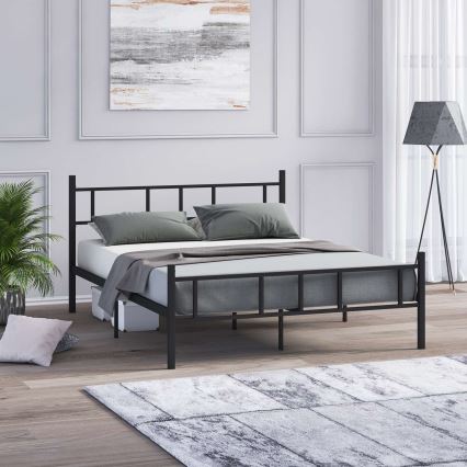 Letto matrimoniale in metallo PIRON 160x200 cm, nero, portata massima 200 kg