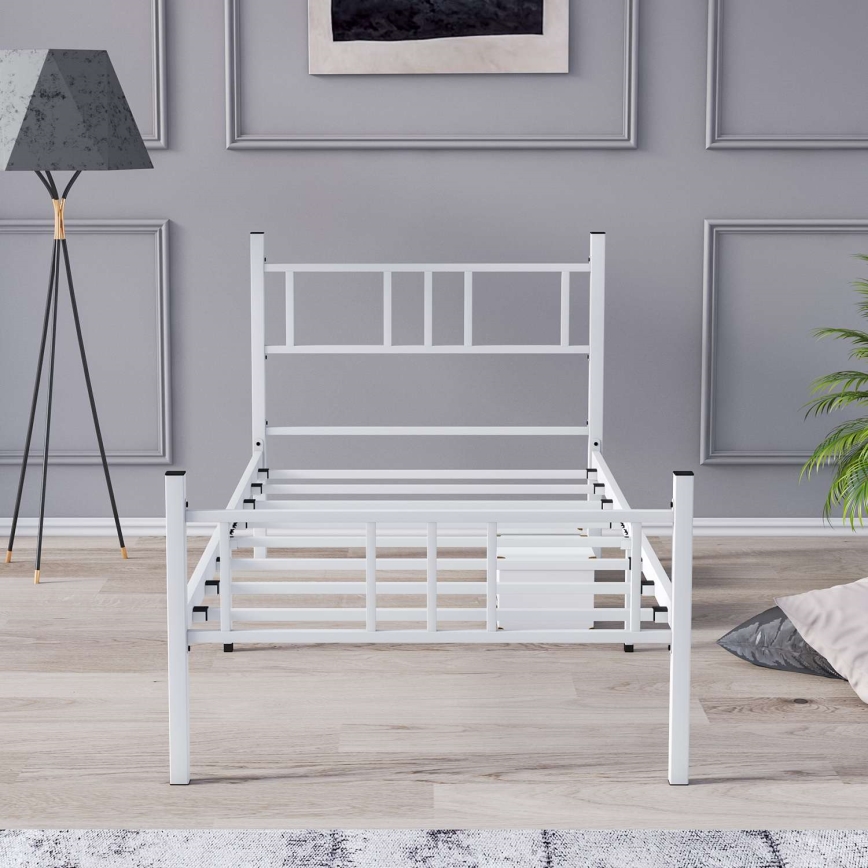 Letto singolo in metallo PIRON 90x200 cm, bianco, portata 120 kg