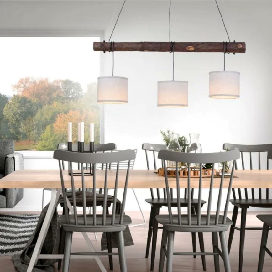 Leuchten Direkt 11238-79 - Hängeleuchte BARK 3xE27/40W/230V Holz