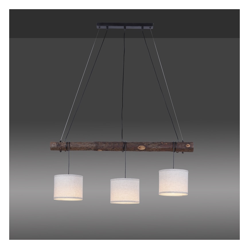 Leuchten Direkt 11238-79 - Lampadario a sospensione con filo BARK 3xE27/40W/230V legno