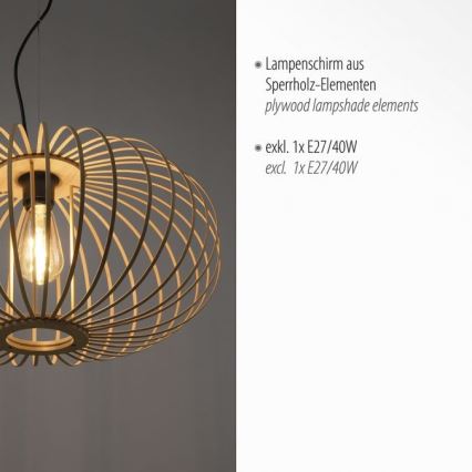 Leuchten Direkt 11409-79 - Lampadario a sospensione con filo RACOON 1xE27/40W/230V bambù