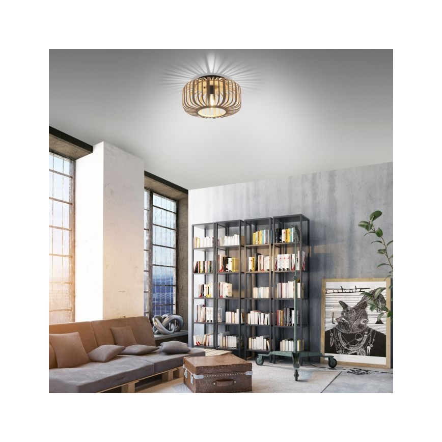 Leuchten Direkt 11412-79 - Plafonnier RACOON 1xE27/40W/230V d. 40 cm bambou
