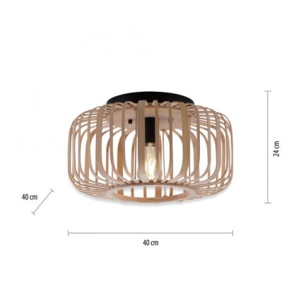 Leuchten Direkt 11412-79 - Plafonnier RACOON 1xE27/40W/230V d. 40 cm bambou