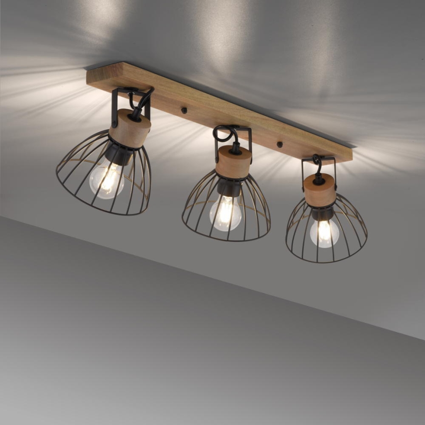 Leuchten Direkt 11418-18 - Faretto LAMI 3xE27/25W/230V acacia/metallo