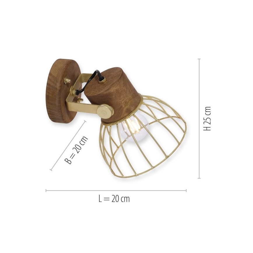 Leuchten Direkt 11486-60 - Faretto da parete ALAMI 1xE27/25W/230V mango