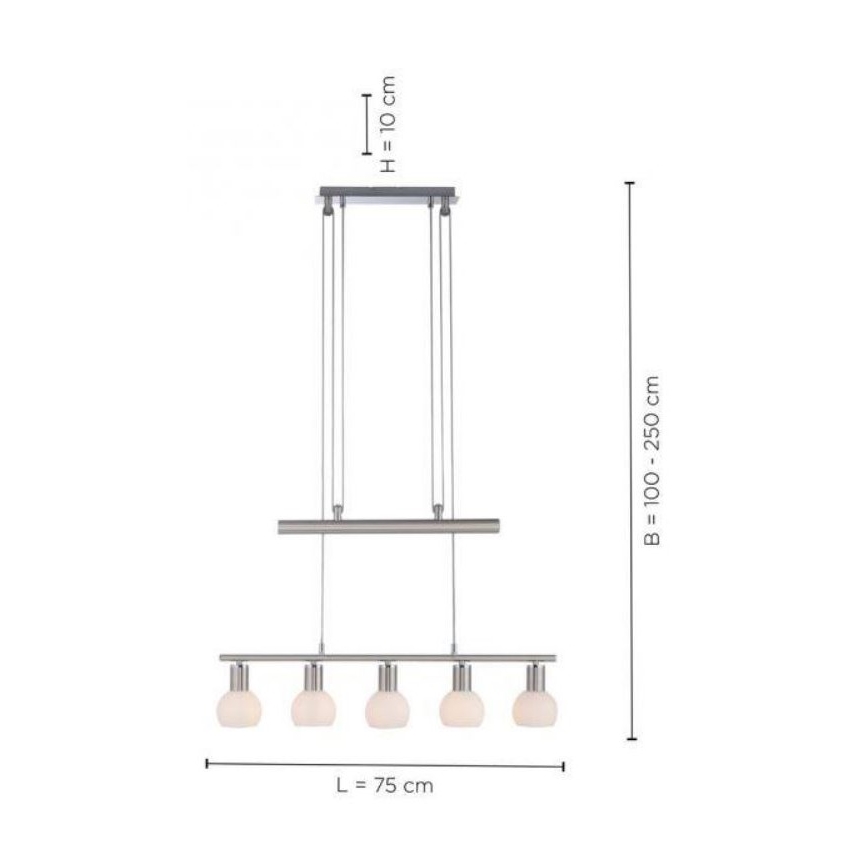 Leuchten Direkt 11939-55 - Suspension filaire BENEDIKT 5xE14/40W/230V