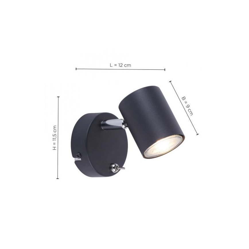 Leuchten Direkt 11941-13 - Faretto LED da parete TARIK 1xGU10/5W/230V nero