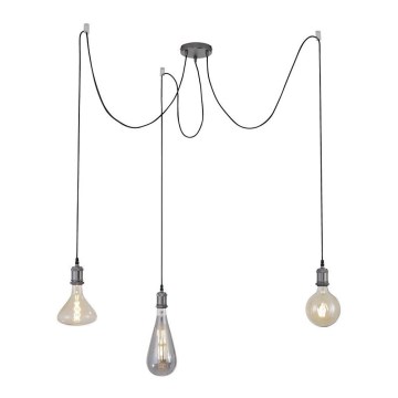 Leuchten Direkt 13571-18 - Lampadario a sospensione con filo DIY 3xE27/60W/230V ragno nero