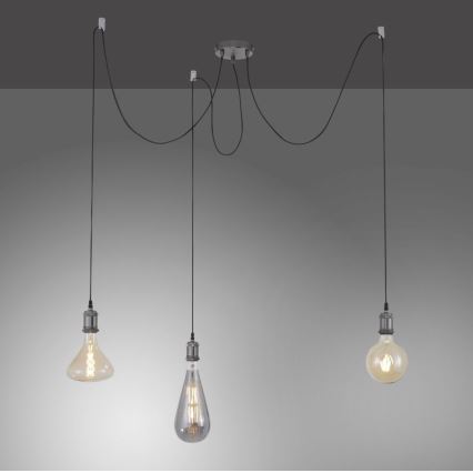 Leuchten Direkt 13571-18 - Lampadario a sospensione con filo DIY 3xE27/60W/230V ragno nero