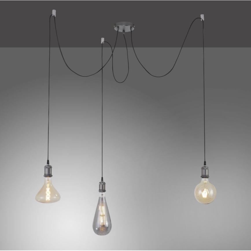 Leuchten Direkt 13571-18 - Lampadario a sospensione con filo DIY 3xE27/60W/230V ragno nero