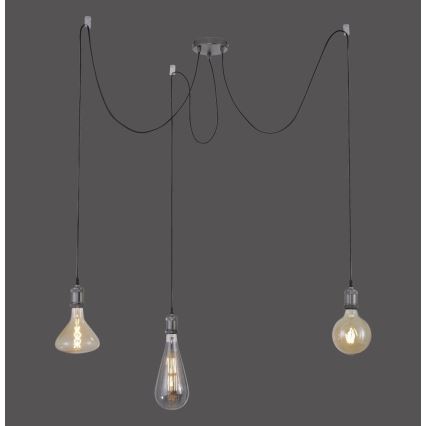 Leuchten Direkt 13571-18 - Lampadario a sospensione con filo DIY 3xE27/60W/230V ragno nero