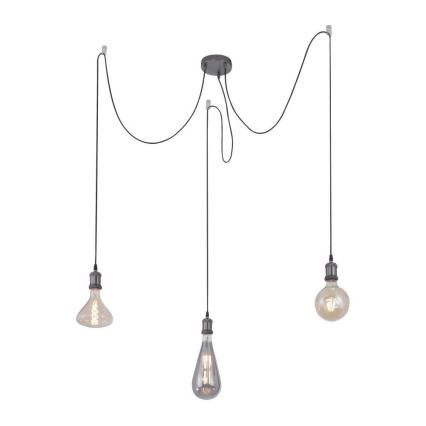 Leuchten Direkt 13571-18 - Lampadario a sospensione con filo DIY 3xE27/60W/230V ragno nero