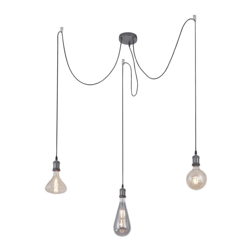 Leuchten Direkt 13571-18 - Lampadario a sospensione con filo DIY 3xE27/60W/230V ragno nero