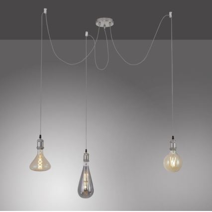 Leuchten Direkt 13571-55 - Lampadario a sospensione con filo DIY 3xE27/60W/230V ragno cromo opaco