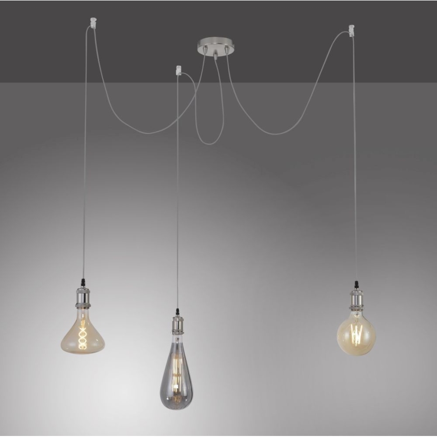 Leuchten Direkt 13571-55 - Lampadario a sospensione con filo DIY 3xE27/60W/230V ragno cromo opaco
