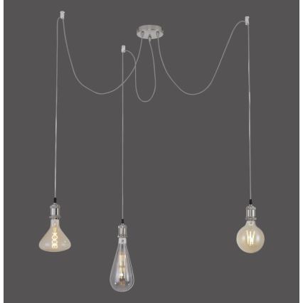Leuchten Direkt 13571-55 - Lampadario a sospensione con filo DIY 3xE27/60W/230V ragno cromo opaco