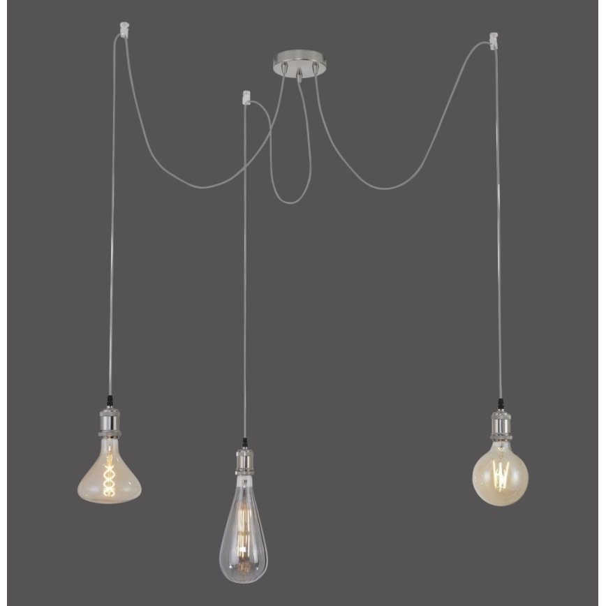 Leuchten Direkt 13571-55 - Lampadario a sospensione con filo DIY 3xE27/60W/230V ragno cromo opaco