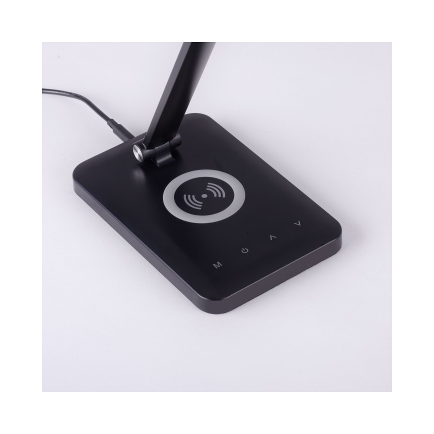 Leuchten Direkt 14415-18 - Lampe de table à intensité variable avec chargeur sans fil LED FLORENTINA LED/5W/230V 3000-5000K noire + USB