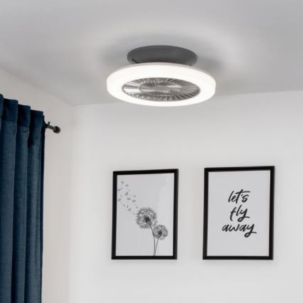 Leuchten Direkt 14645-55 - Luminaire avec ventilateur LEONARD LED/27W/230V