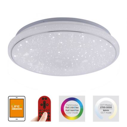 Leuchten Direkt 14743-16 - Plafonnier à intensité variable LED RGB JUPI LED/28W/230V Tuya 2700-5000K + Télécommande