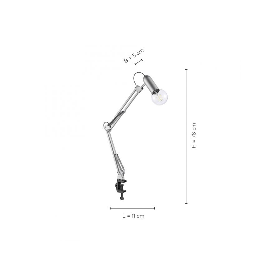 Leuchten Direkt 14773-55 - Lampada da tavolo con morsetto TURN ME 1xE27/60W/230V cromo opaco