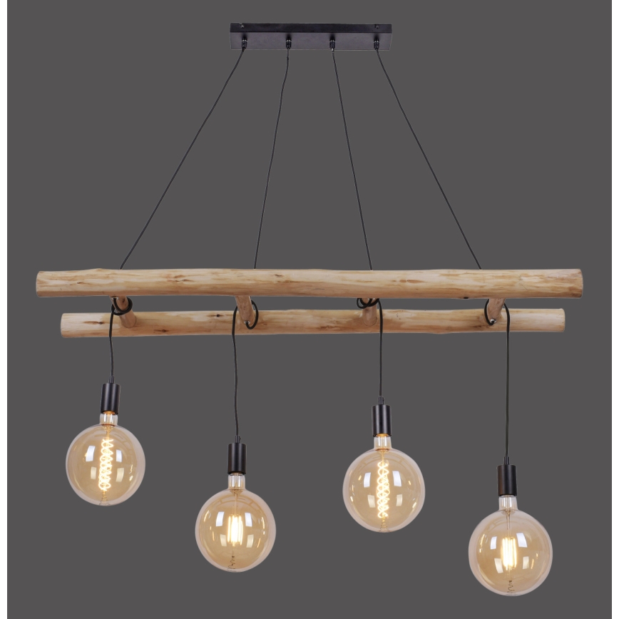 Leuchten Direkt 15025-18 - Lampadario a sospensione con filo EDGAR 4xE27/60W/230V eucalipto